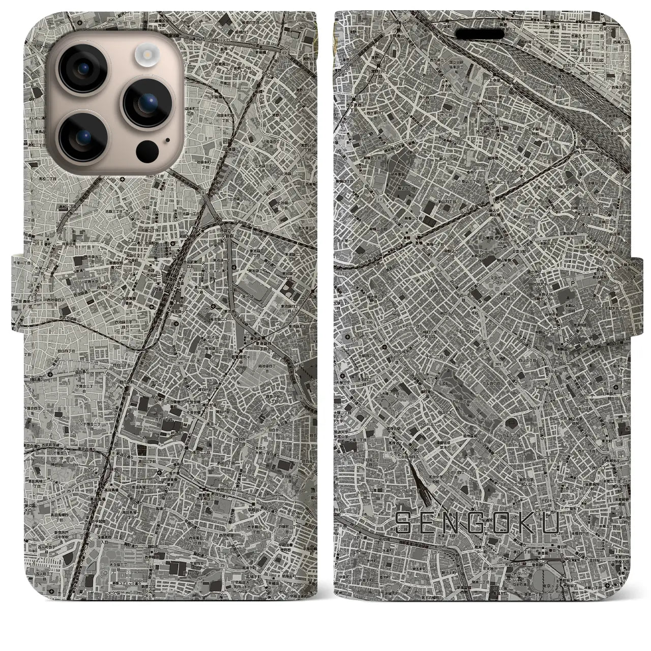 【千石(東京都)】地図柄iPhoneケース(手帳タイプ)