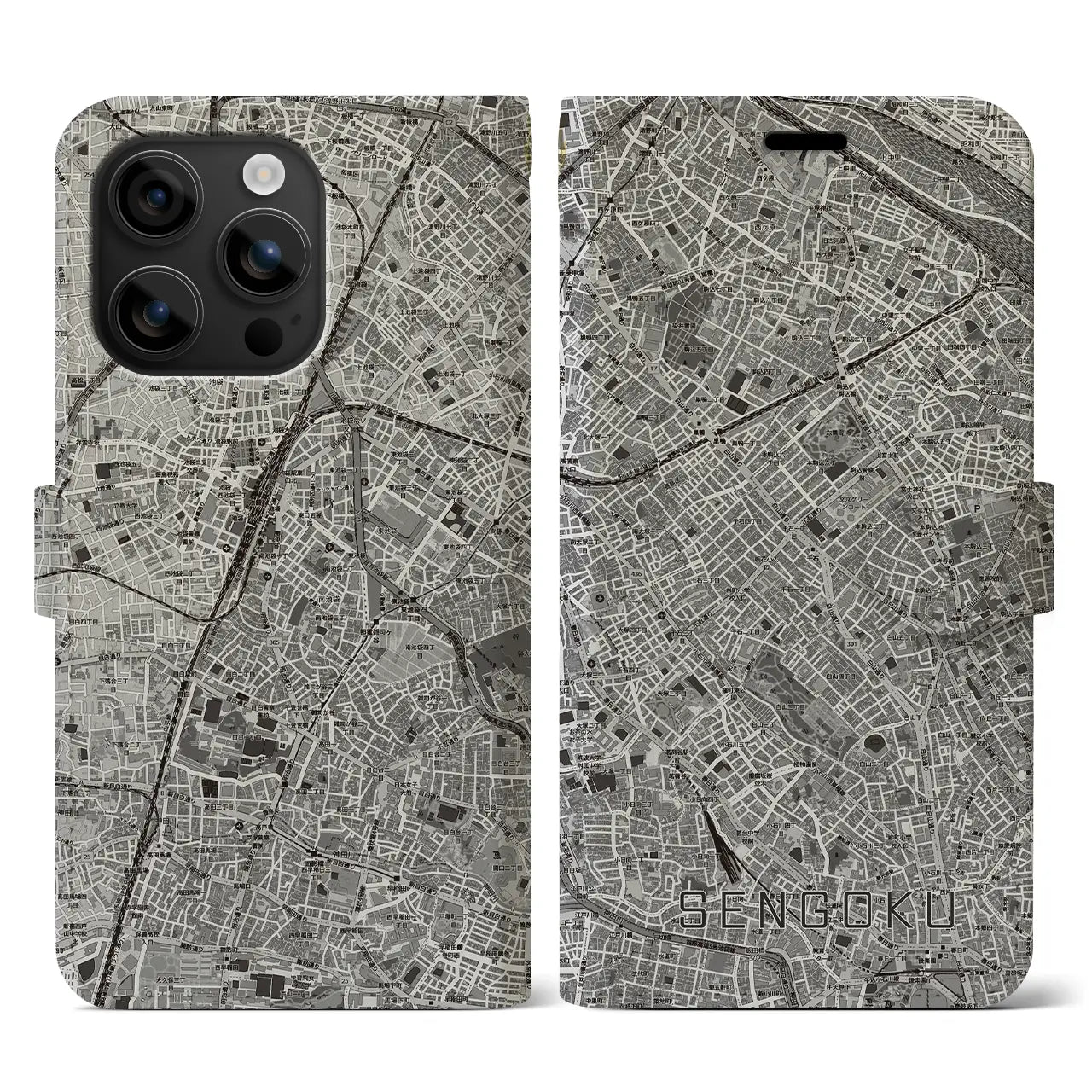 【千石(東京都)】地図柄iPhoneケース(手帳タイプ)