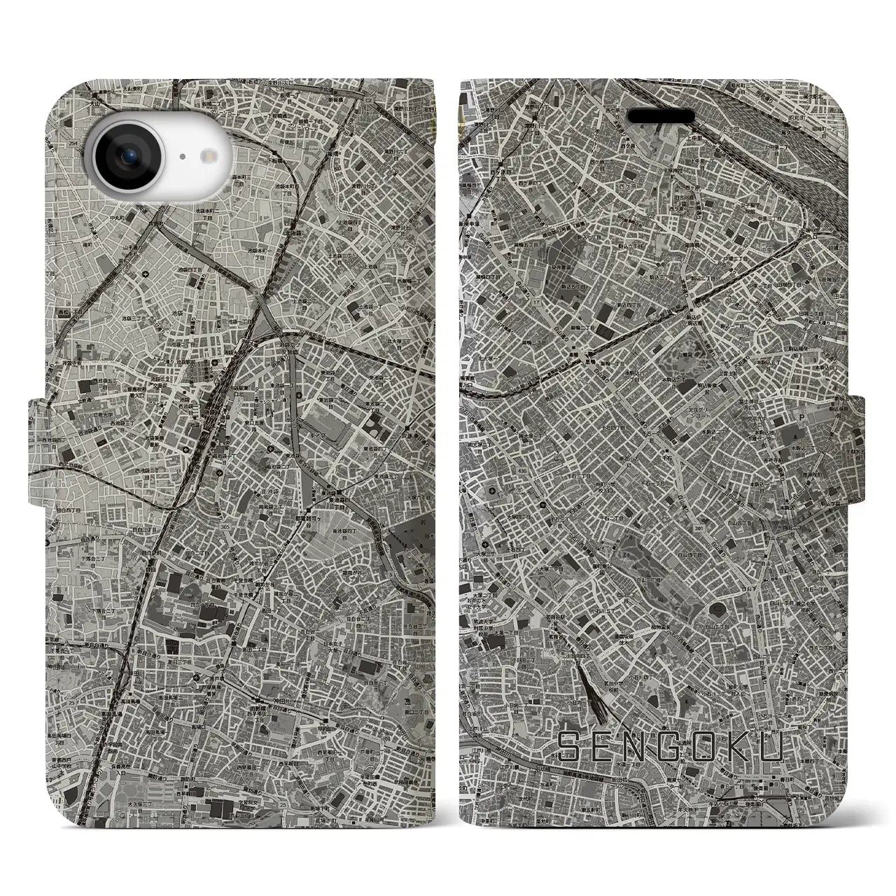 【千石(東京都)】地図柄iPhoneケース(手帳タイプ)