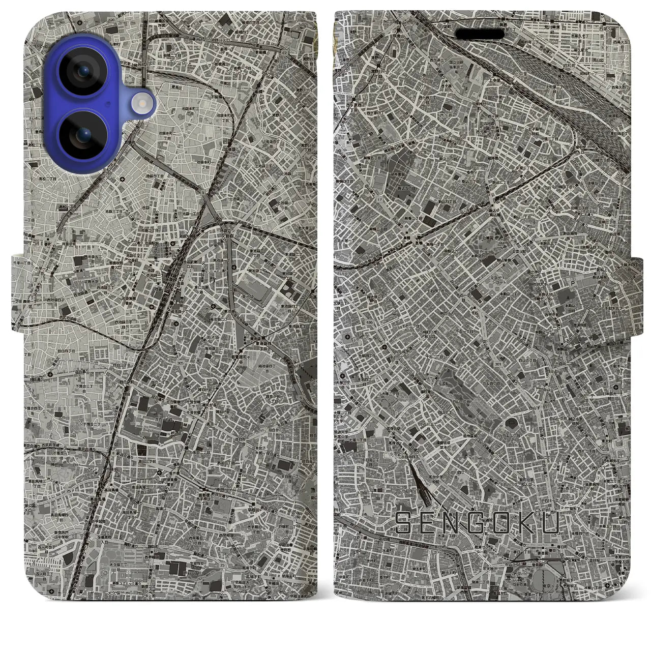 【千石(東京都)】地図柄iPhoneケース(手帳タイプ)