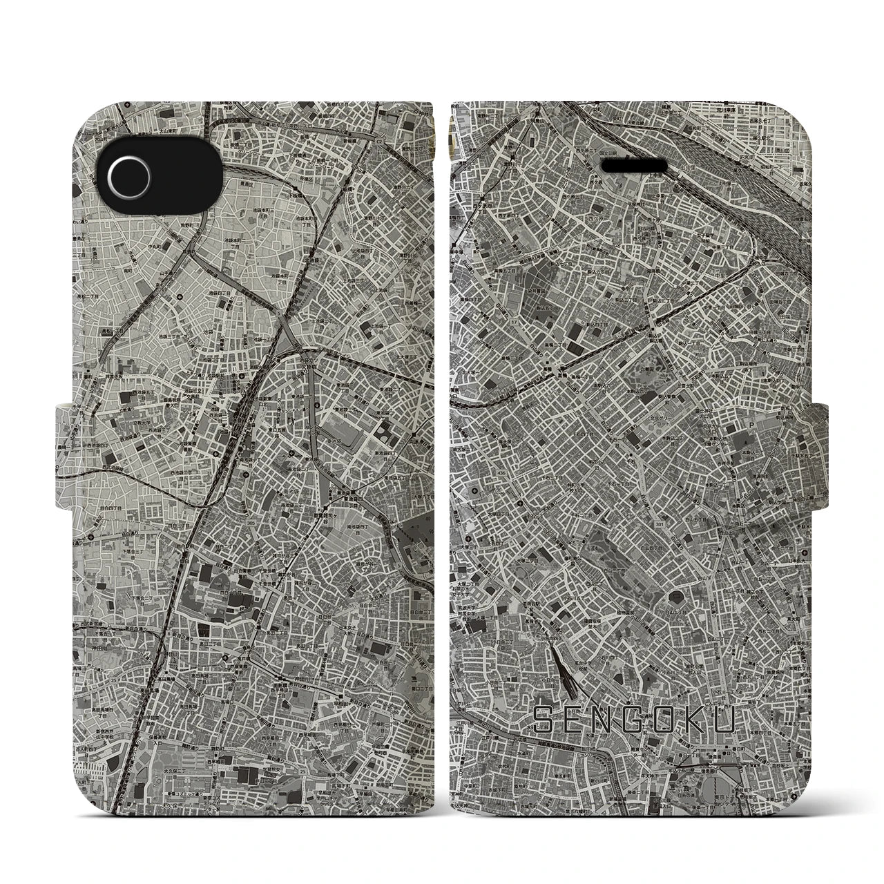 【千石(東京都)】地図柄iPhoneケース(手帳タイプ)