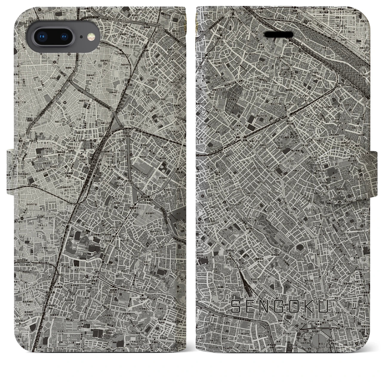 【千石(東京都)】地図柄iPhoneケース(手帳タイプ)