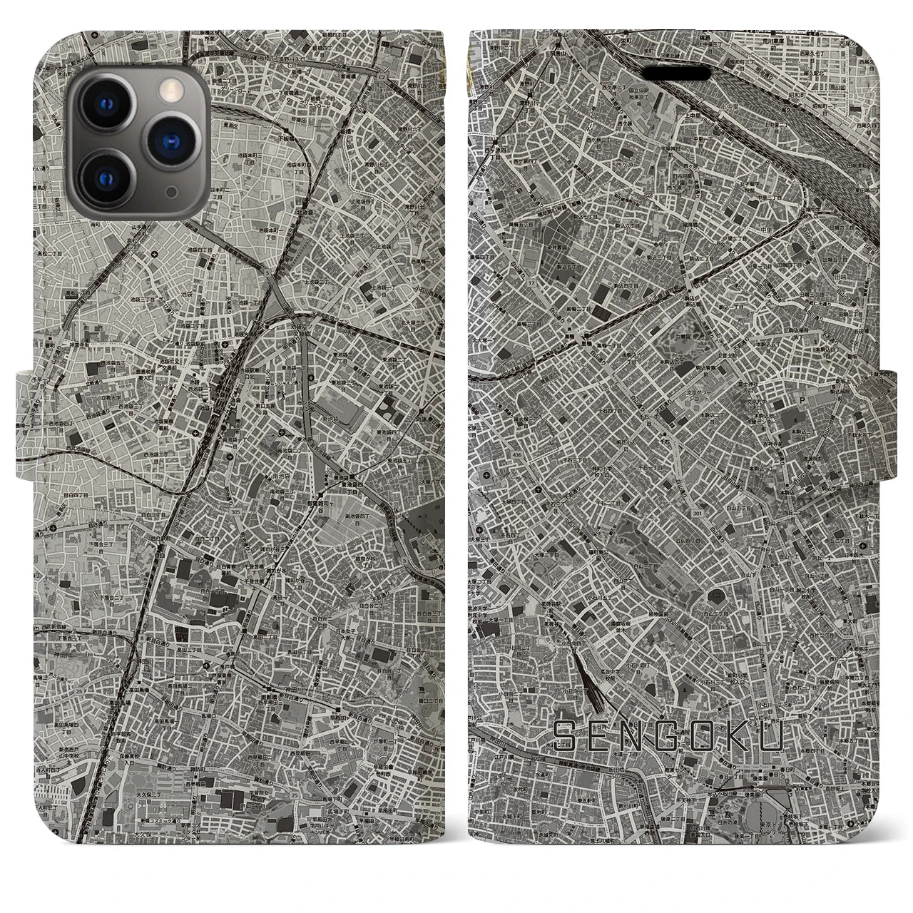 【千石(東京都)】地図柄iPhoneケース(手帳タイプ)