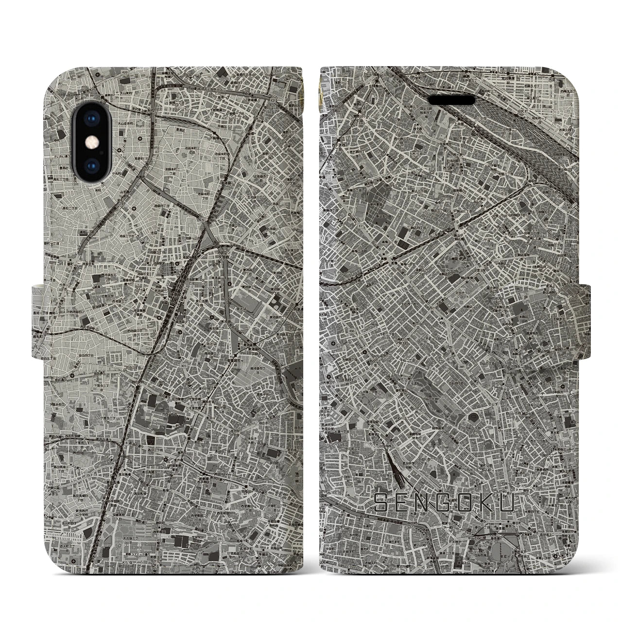 【千石(東京都)】地図柄iPhoneケース(手帳タイプ)