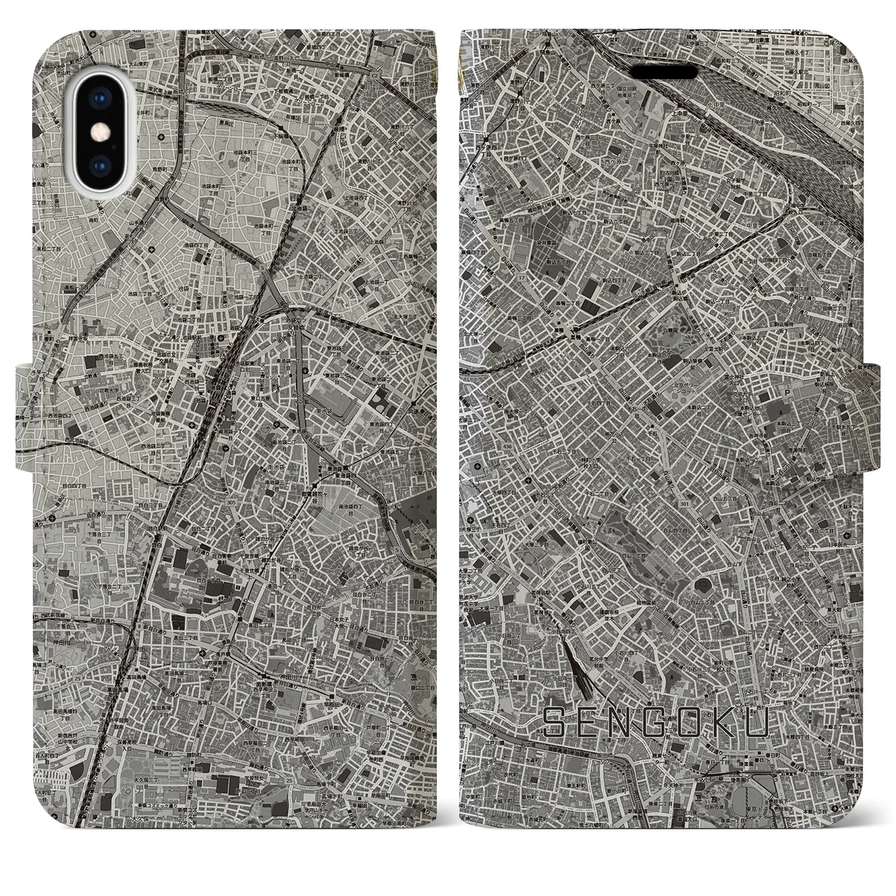 【千石(東京都)】地図柄iPhoneケース(手帳タイプ)