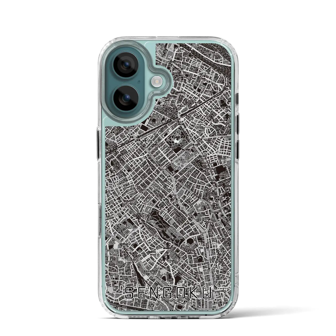 【千石(東京都)】地図柄iPhoneケース(MagSafeタイプ)モノトーン・iPhone 16 Pro 用