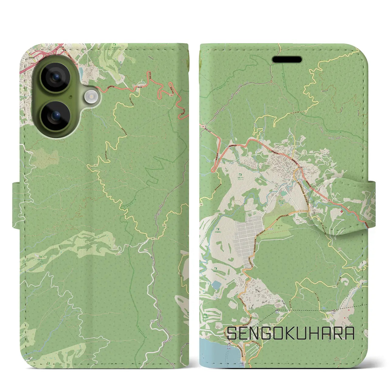 【仙石原(神奈川県)】地図柄iPhoneケース(手帳タイプ)モノトーン・iPhone 17 Pro Max 用