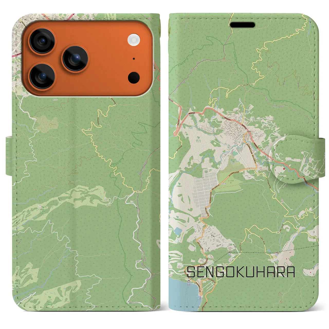 【仙石原(神奈川県)】地図柄iPhoneケース(手帳タイプ)