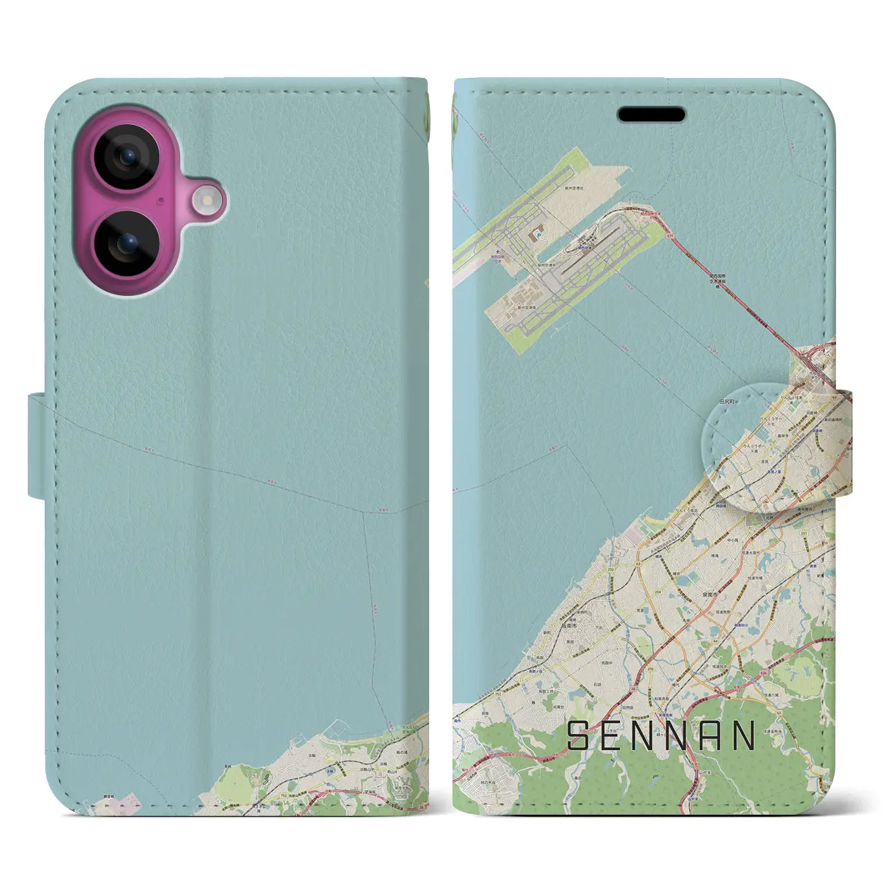 【泉南(大阪府)】地図柄iPhoneケース(手帳タイプ)ナチュラル・iPhone 16 Pro 用