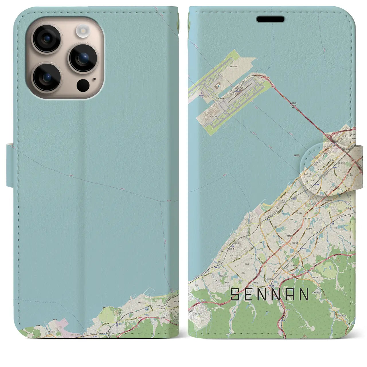 【泉南(大阪府)】地図柄iPhoneケース(手帳タイプ)ナチュラル・iPhone 16 Plus 用