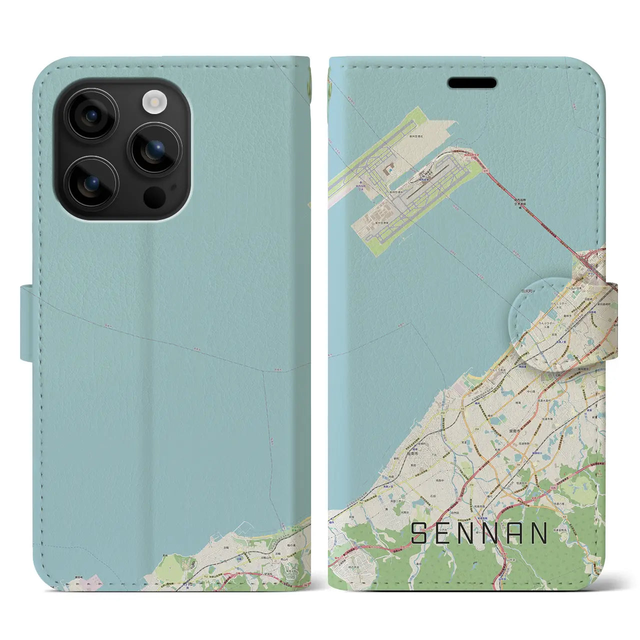 【泉南(大阪府)】地図柄iPhoneケース(手帳タイプ)ナチュラル・iPhone 16 用