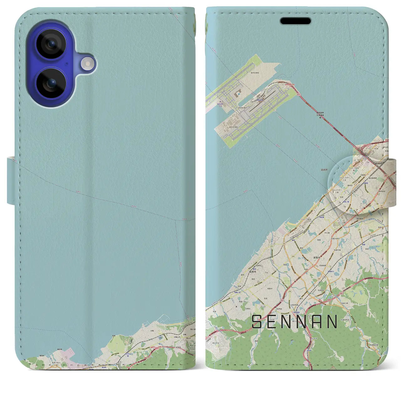 【泉南(大阪府)】地図柄iPhoneケース(手帳タイプ)ナチュラル・iPhone 16 Pro Max 用