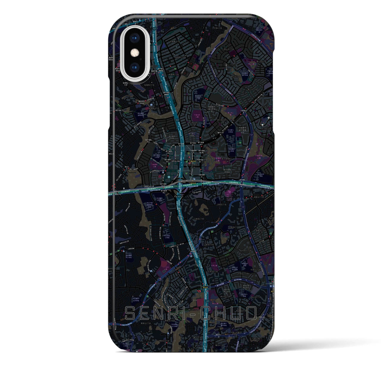 【千里中央(大阪府)】地図柄iPhoneケース(バックカバータイプ)