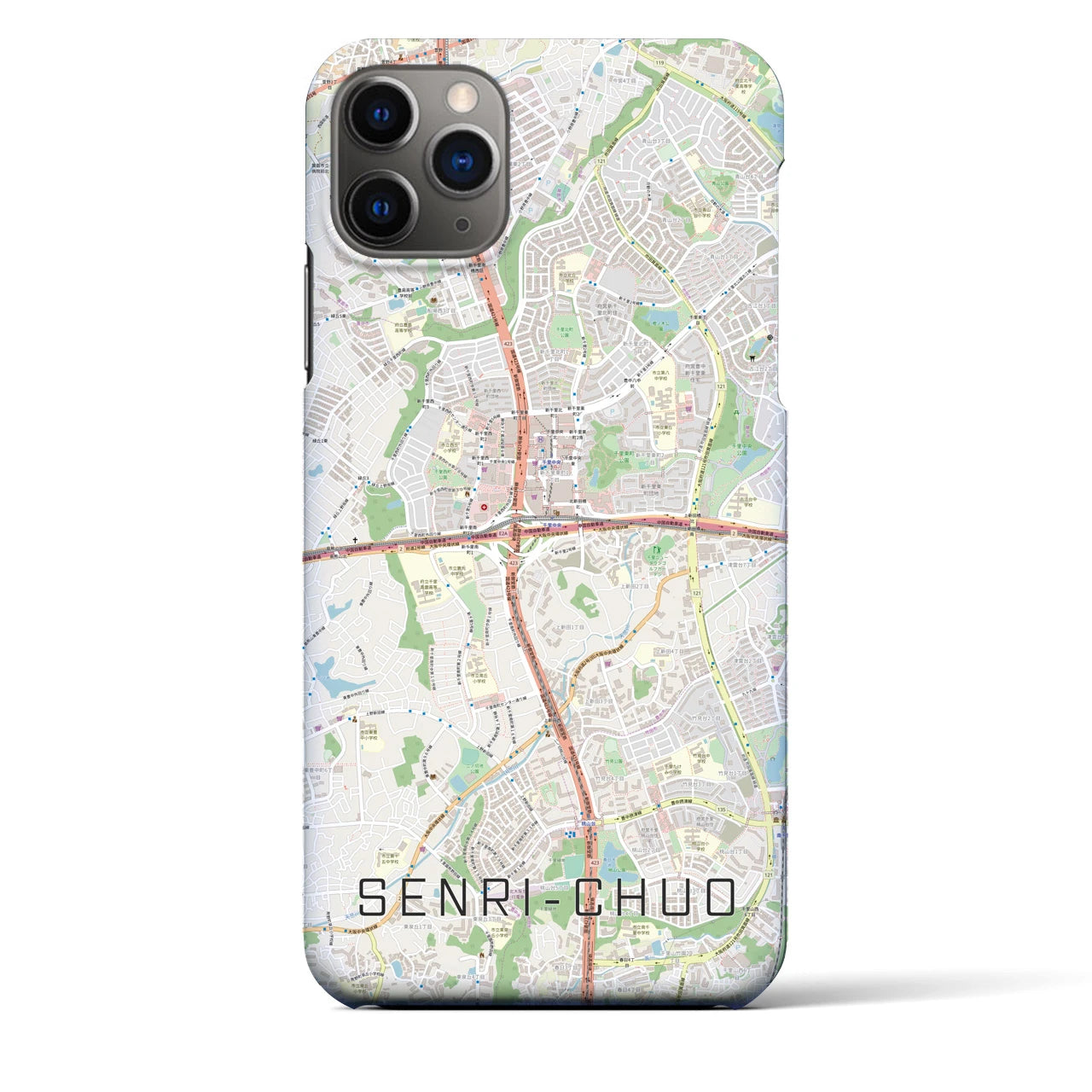 【千里中央(大阪府)】地図柄iPhoneケース(バックカバータイプ)