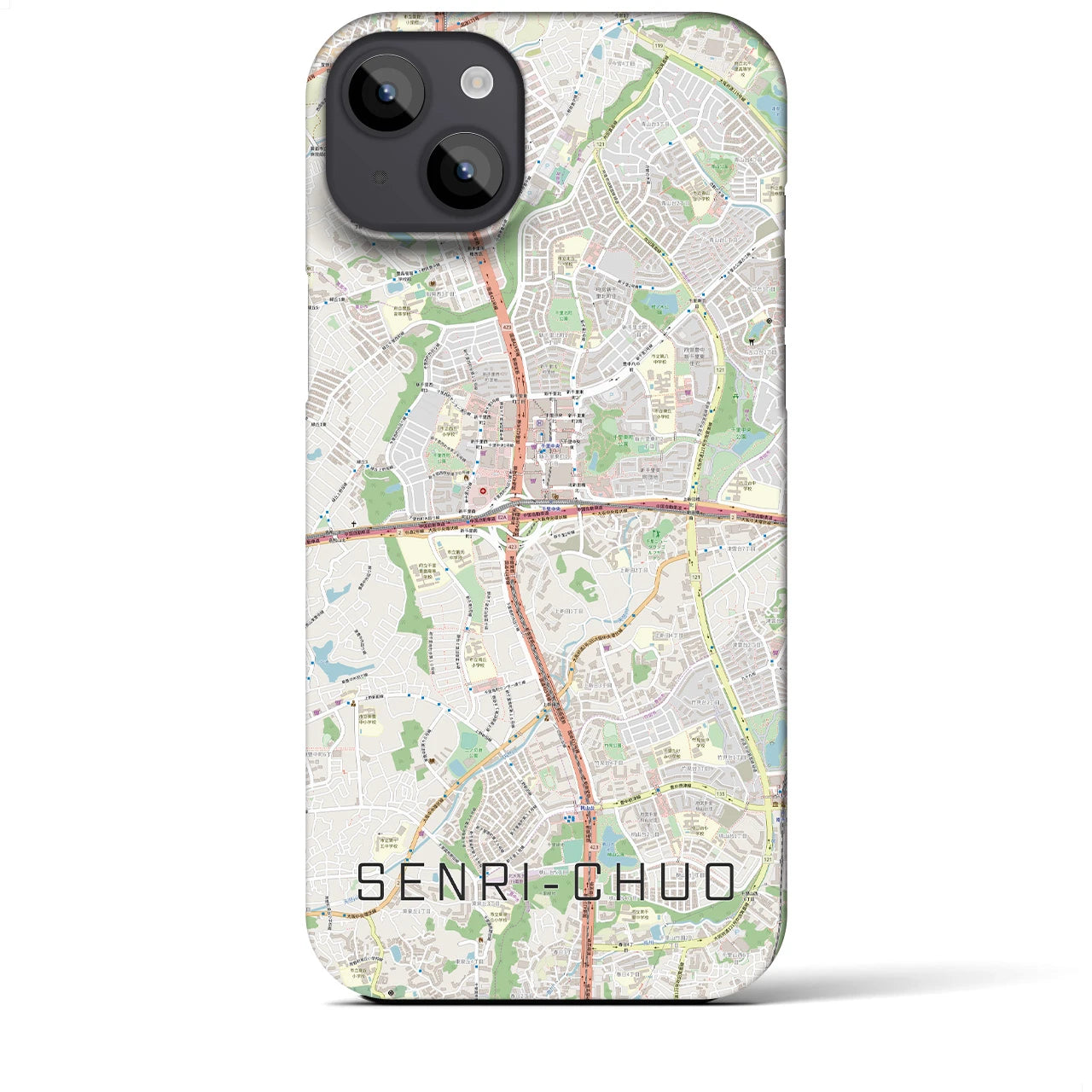 【千里中央(大阪府)】地図柄iPhoneケース(バックカバータイプ)