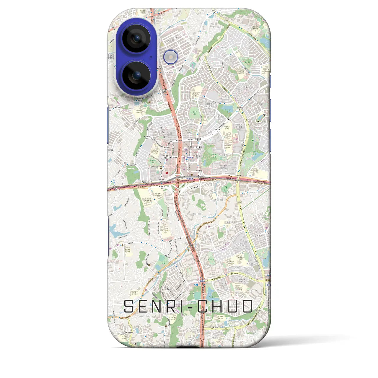 【千里中央(大阪府)】地図柄iPhoneケース(バックカバータイプ)ブラック・iPhone 16 Pro Max 用