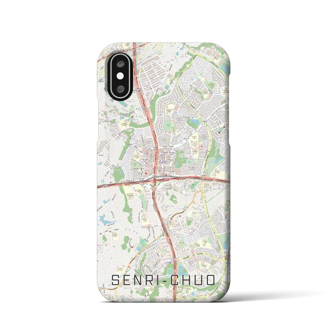 【千里中央(大阪府)】地図柄iPhoneケース(バックカバータイプ)