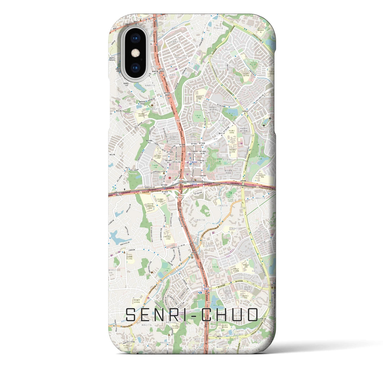 【千里中央(大阪府)】地図柄iPhoneケース(バックカバータイプ)