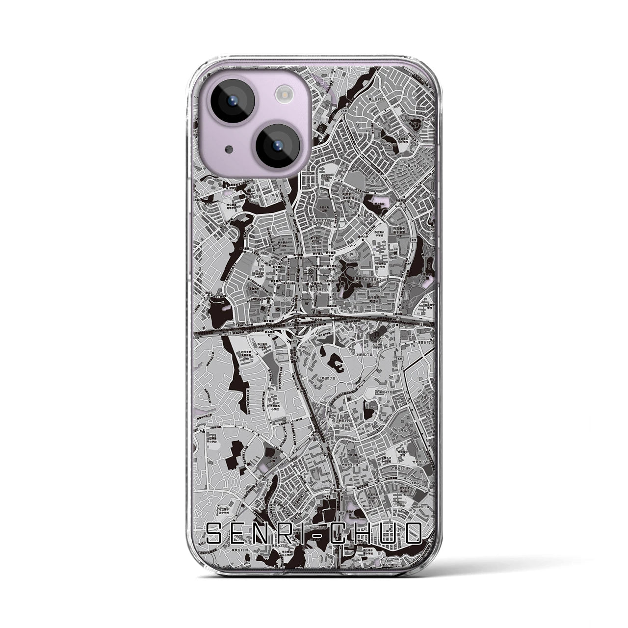 【千里中央(大阪府)】地図柄iPhoneケース(クリアタイプ)