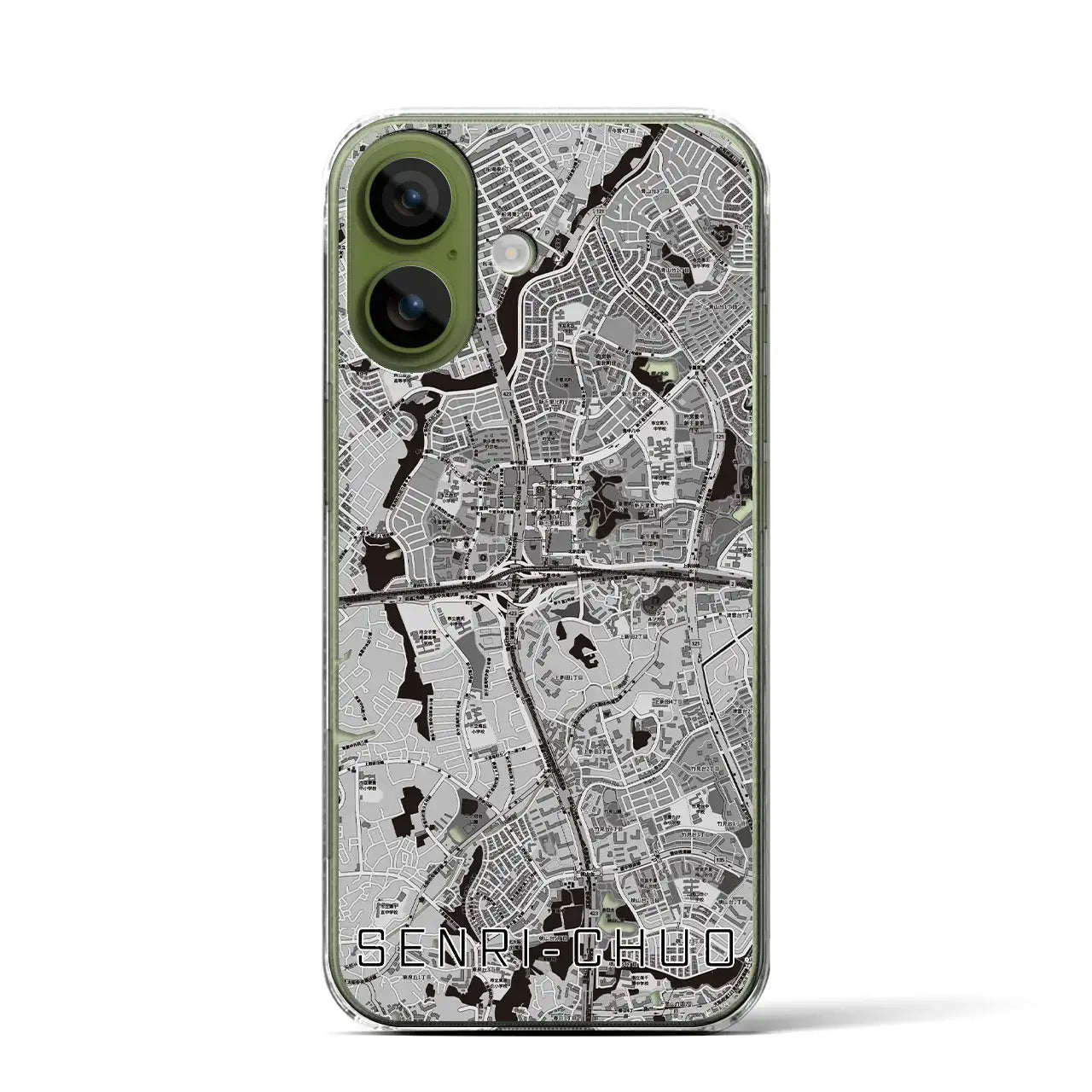 【千里中央(大阪府)】地図柄iPhoneケース(クリアタイプ)モノトーン・iPhone 17 Pro Max 用