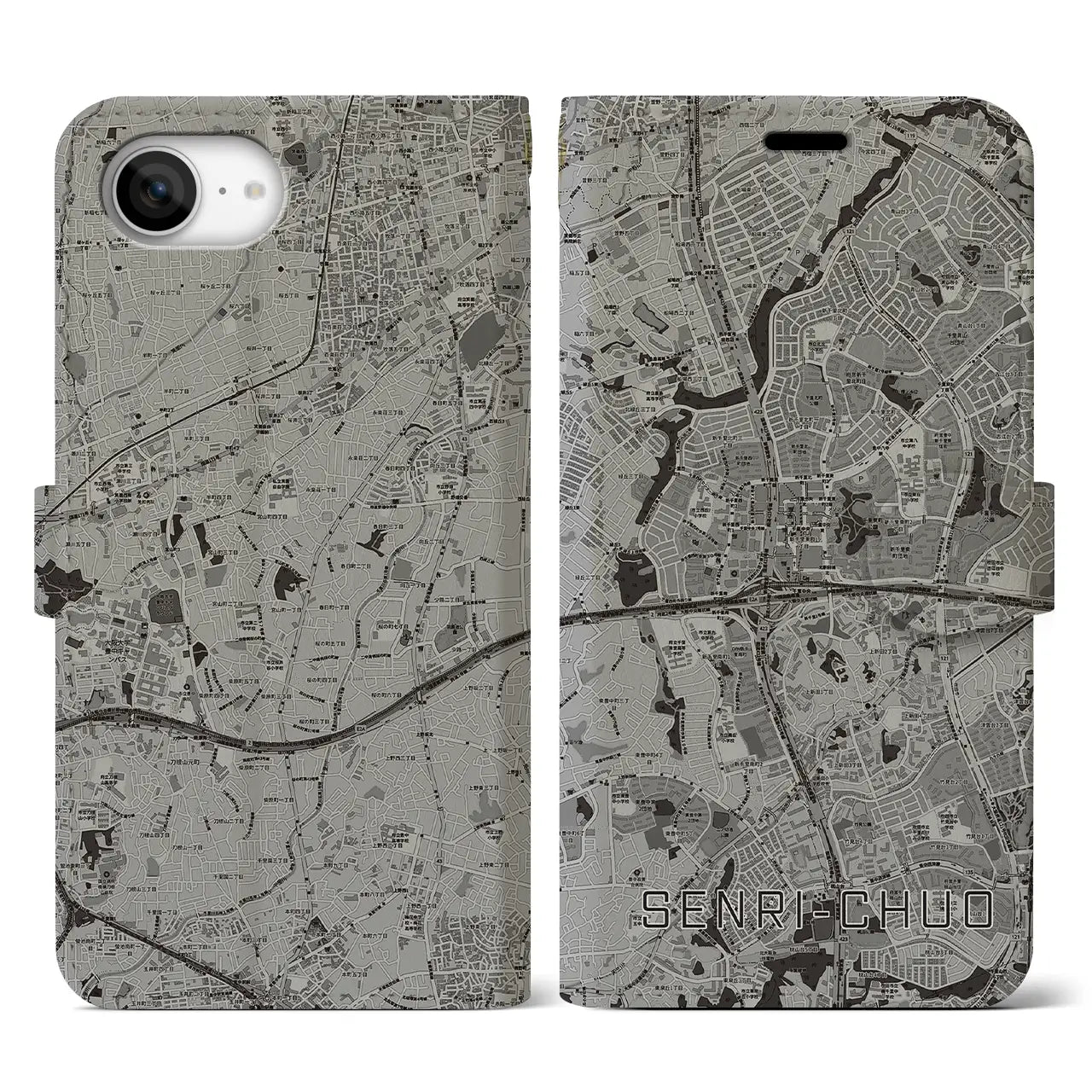 【千里中央(大阪府)】地図柄iPhoneケース(手帳タイプ)