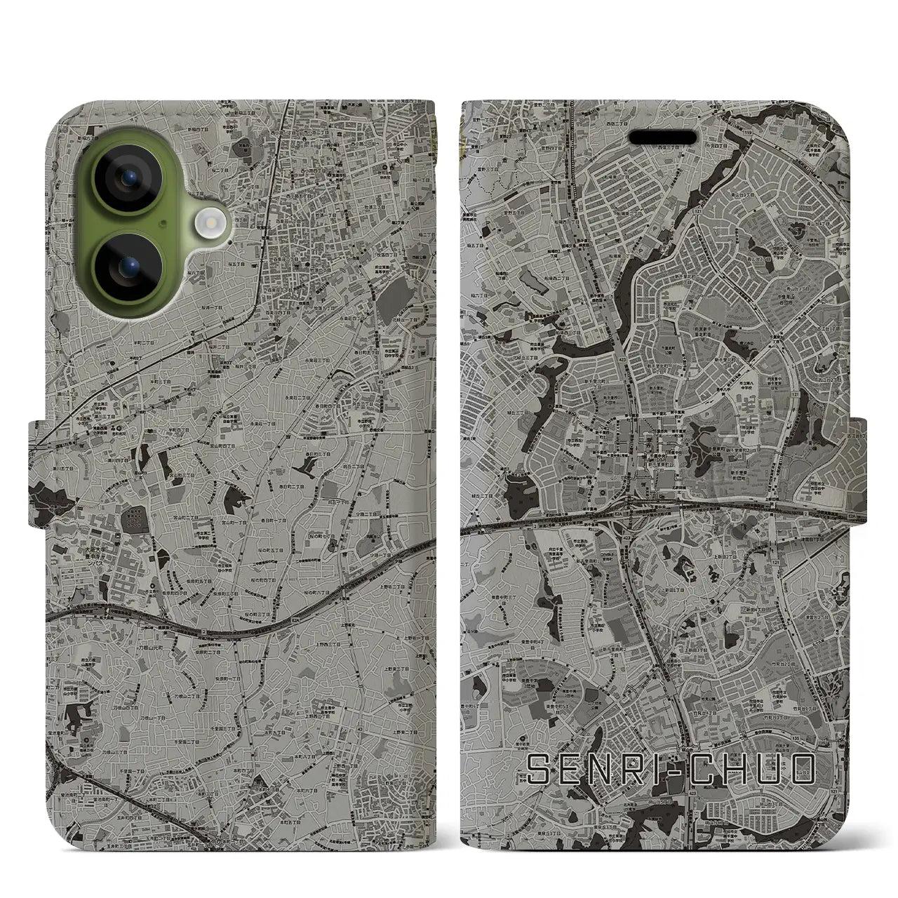 【千里中央(大阪府)】地図柄iPhoneケース(手帳タイプ)