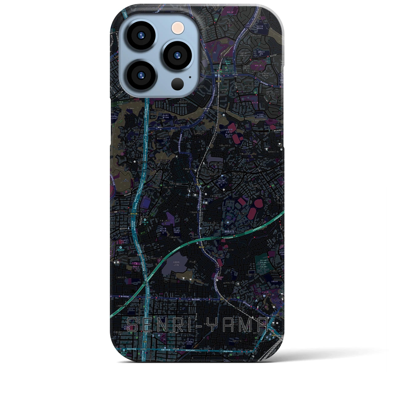 【千里山(大阪府)】地図柄iPhoneケース(バックカバータイプ)