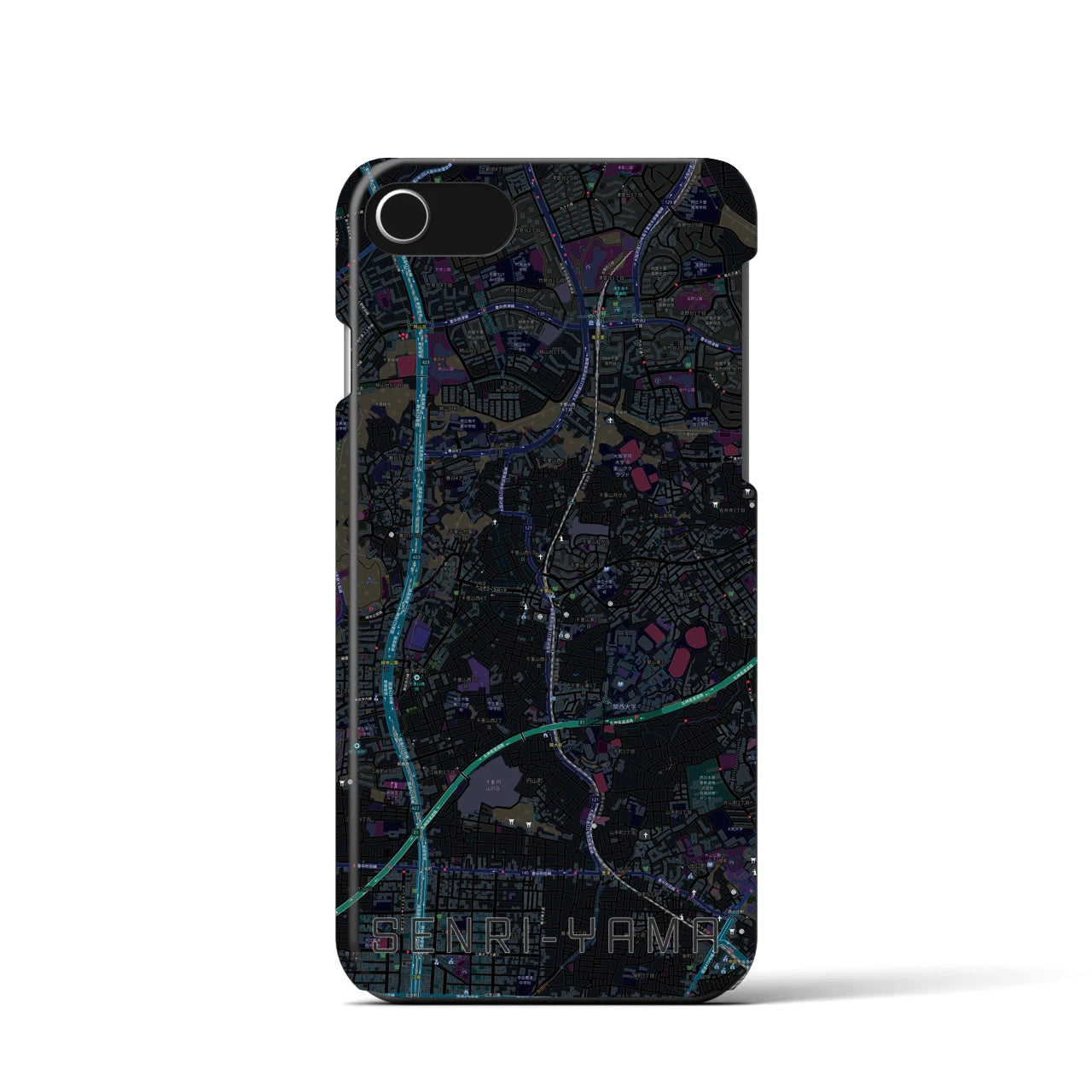 【千里山(大阪府)】地図柄iPhoneケース(バックカバータイプ)
