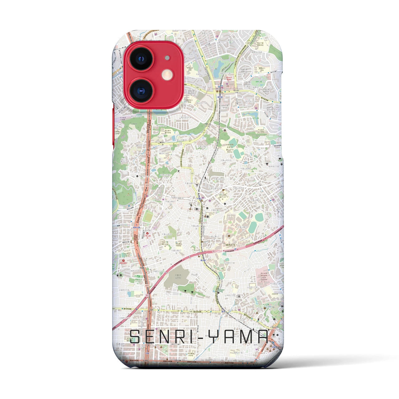 【千里山(大阪府)】地図柄iPhoneケース(バックカバータイプ)