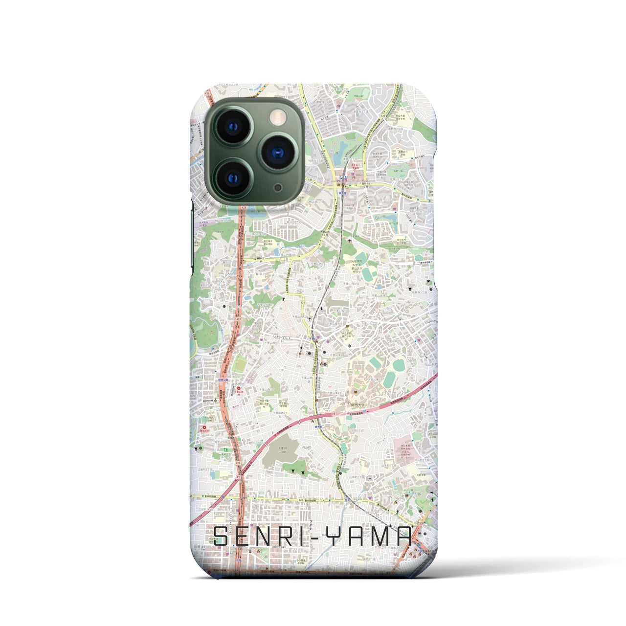 【千里山(大阪府)】地図柄iPhoneケース(バックカバータイプ)