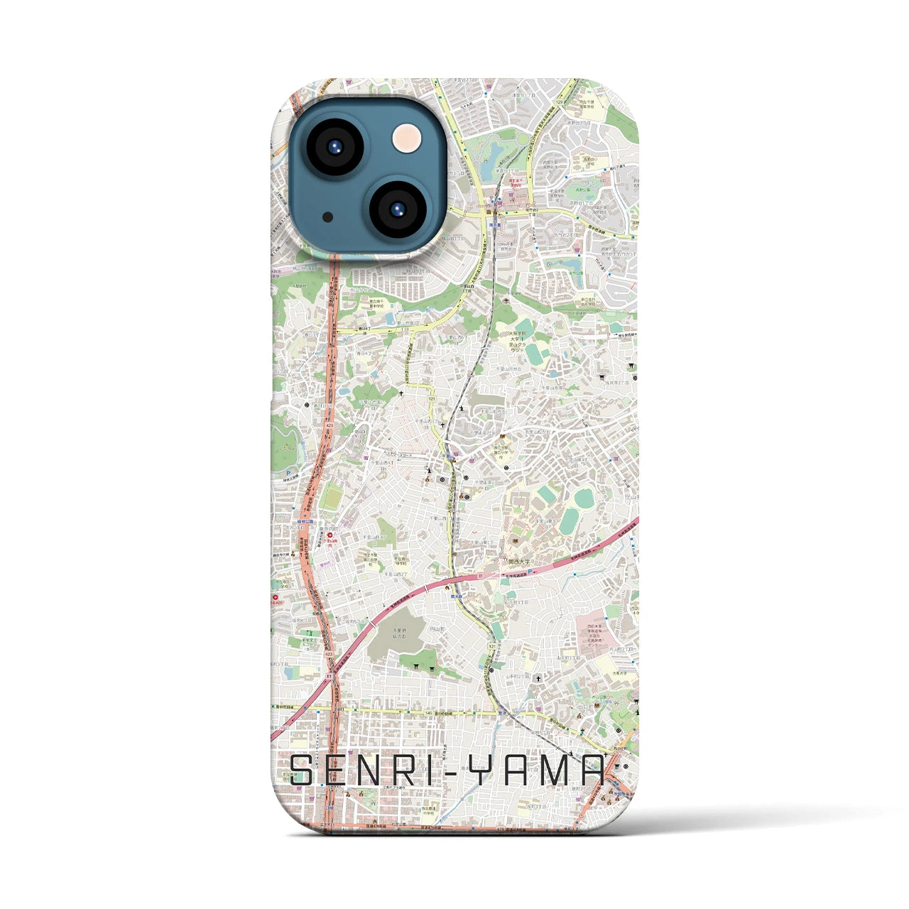 【千里山(大阪府)】地図柄iPhoneケース(バックカバータイプ)