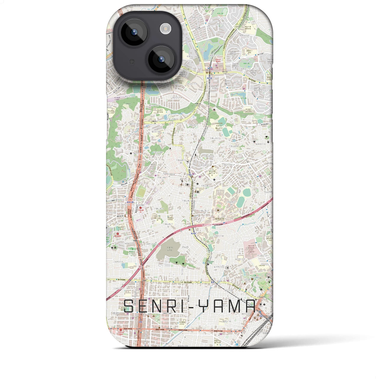 【千里山(大阪府)】地図柄iPhoneケース(バックカバータイプ)