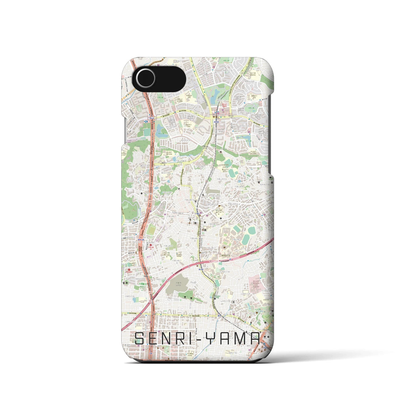 【千里山(大阪府)】地図柄iPhoneケース(バックカバータイプ)