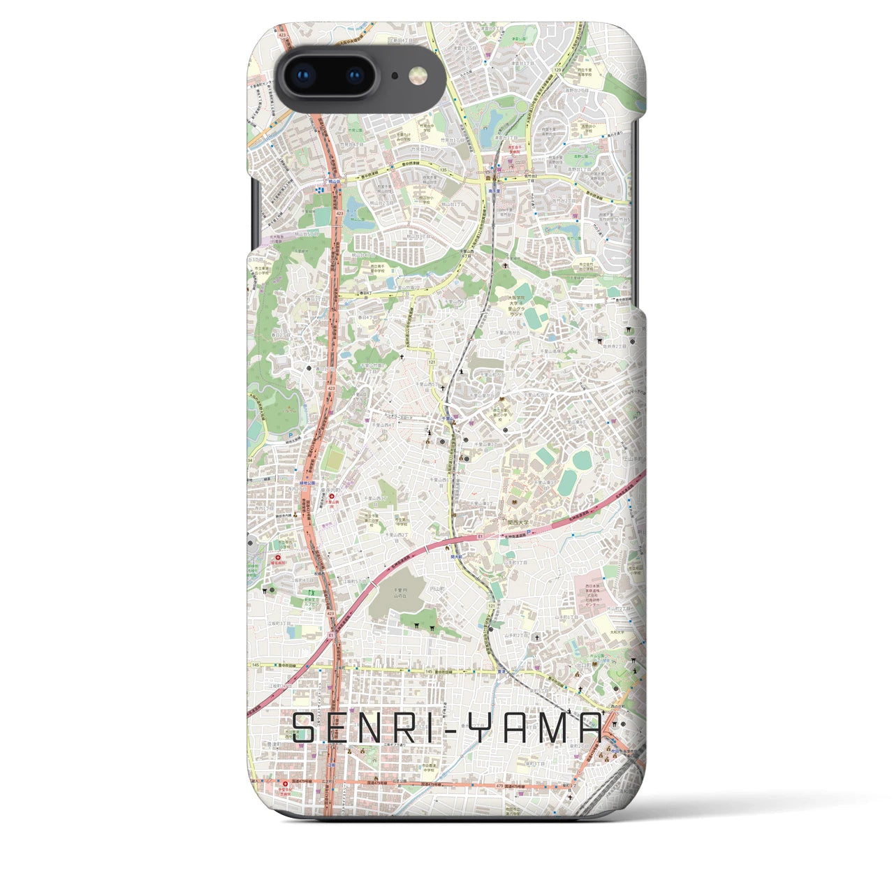 【千里山(大阪府)】地図柄iPhoneケース(バックカバータイプ)