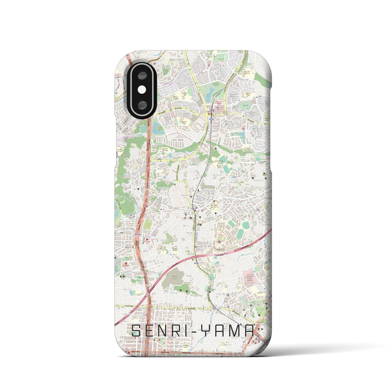 【千里山(大阪府)】地図柄iPhoneケース(バックカバータイプ)