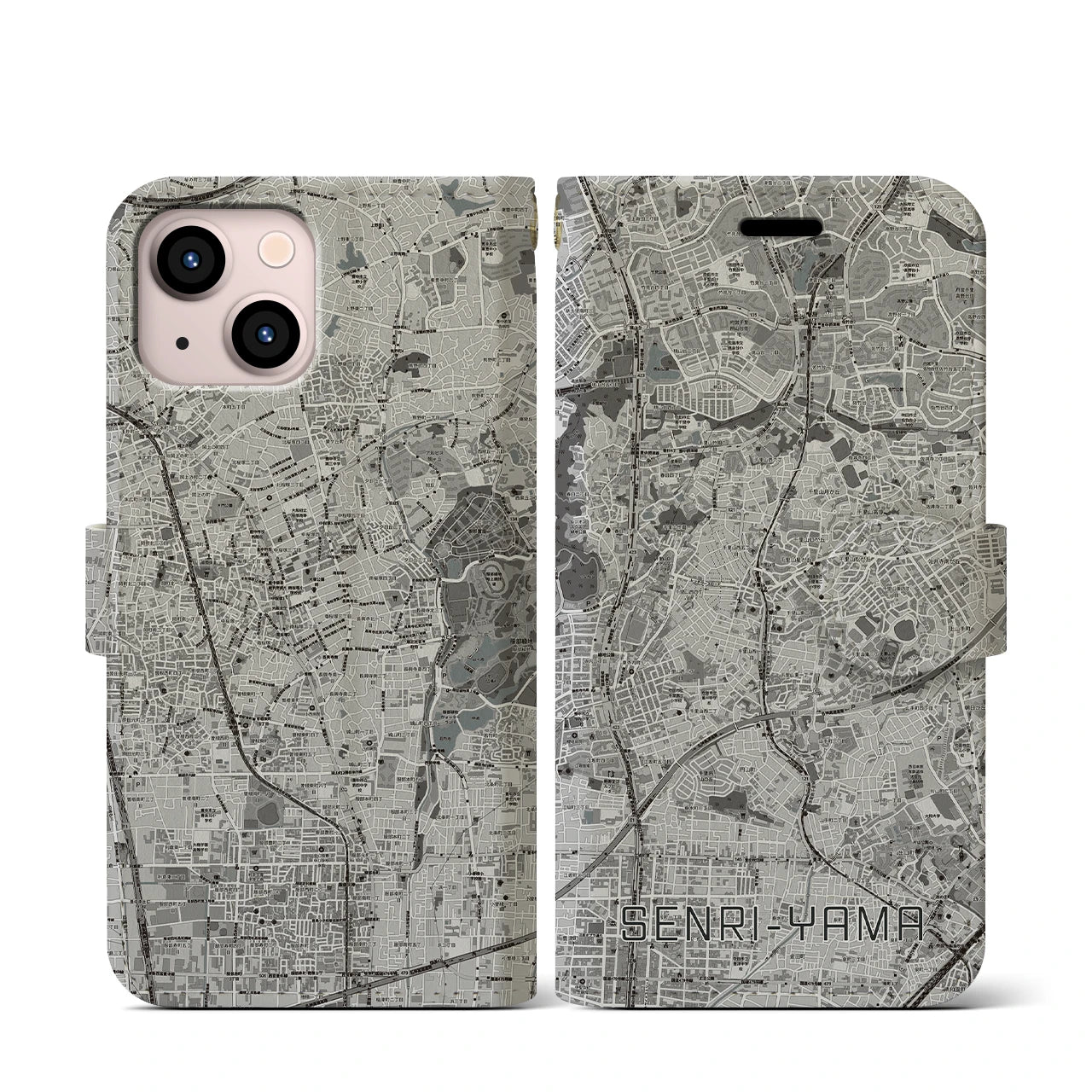 【千里山(大阪府)】地図柄iPhoneケース(手帳タイプ)