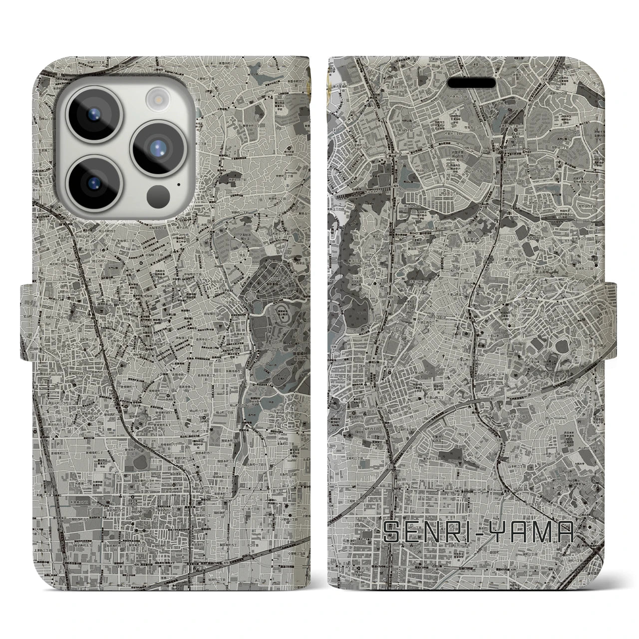 【千里山(大阪府)】地図柄iPhoneケース(手帳タイプ)