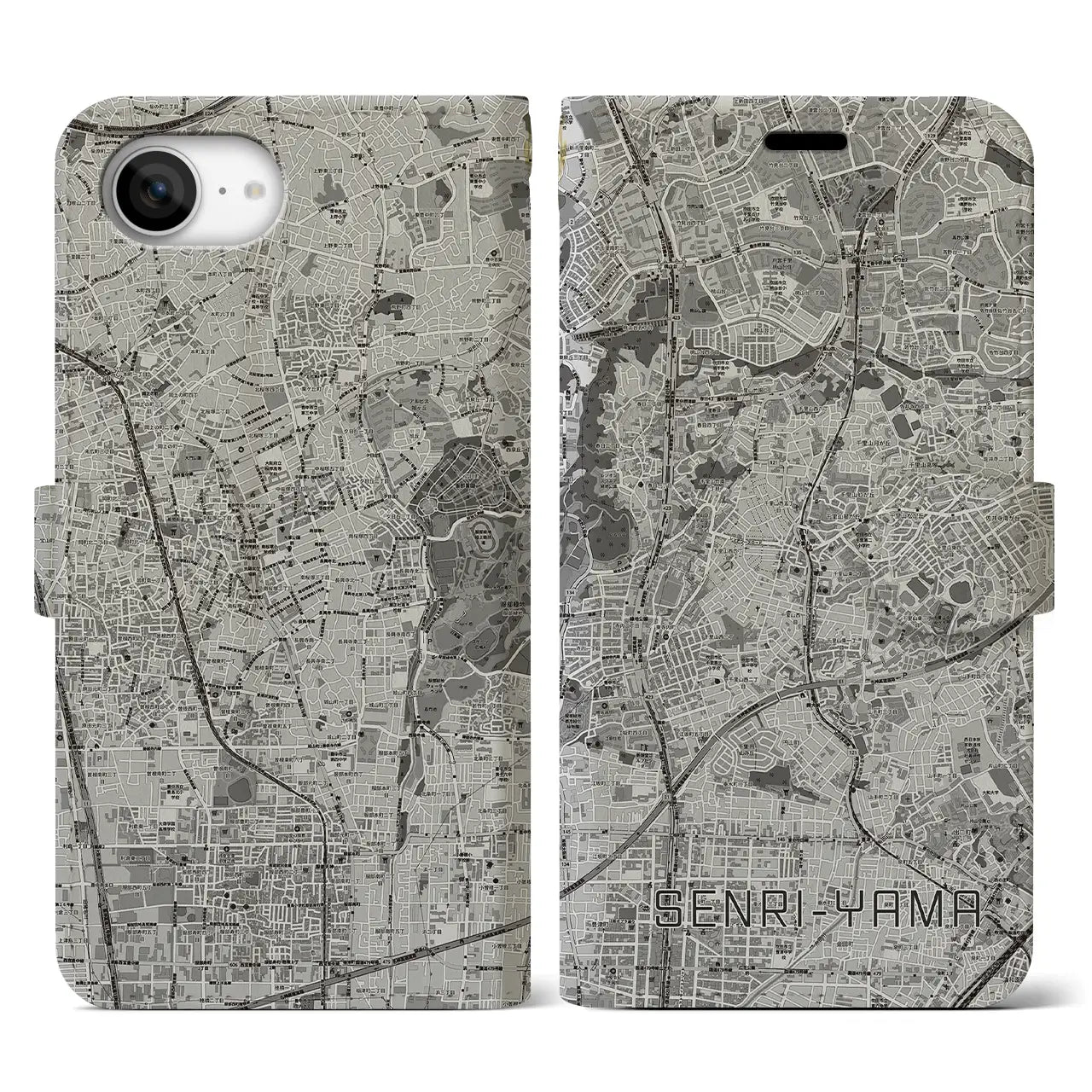 【千里山(大阪府)】地図柄iPhoneケース(手帳タイプ)