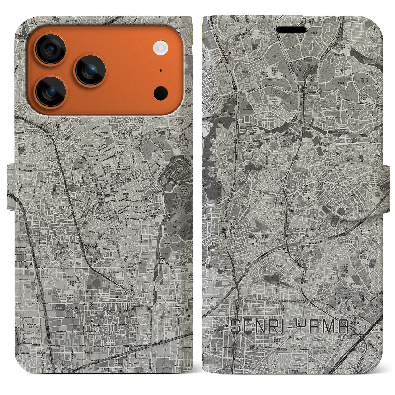 【千里山(大阪府)】地図柄iPhoneケース(手帳タイプ)