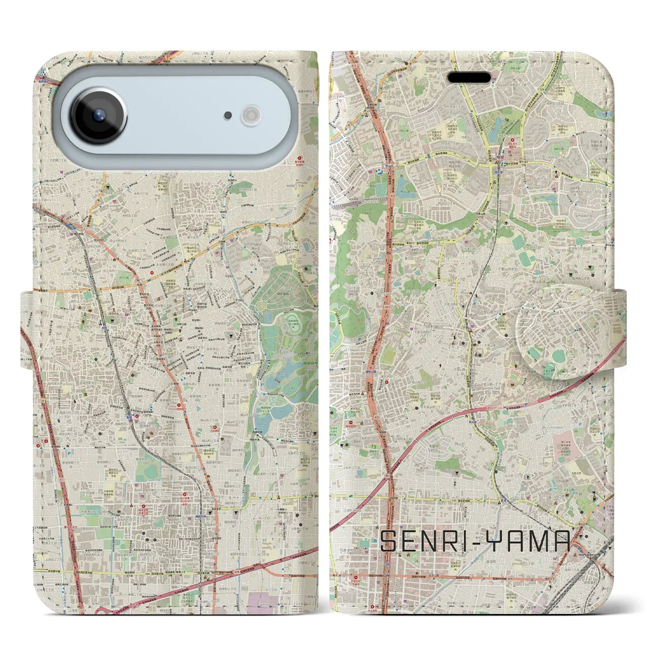 【千里山(大阪府)】地図柄iPhoneケース(手帳タイプ)