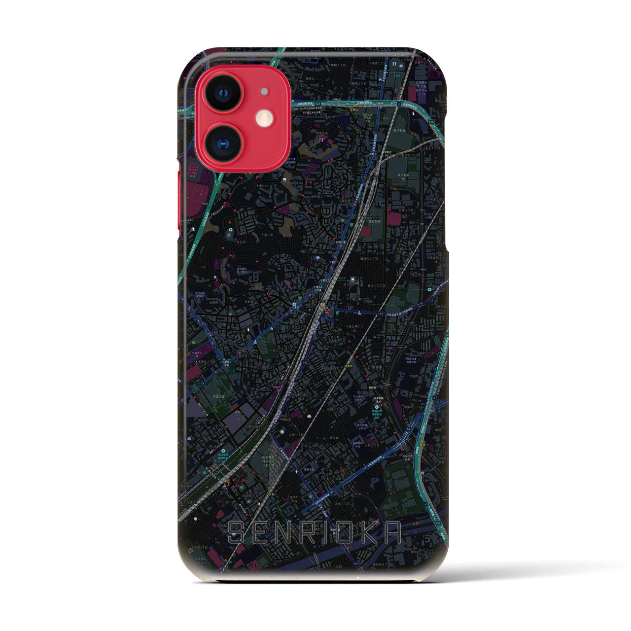 【千里丘(大阪府)】地図柄iPhoneケース(バックカバータイプ)