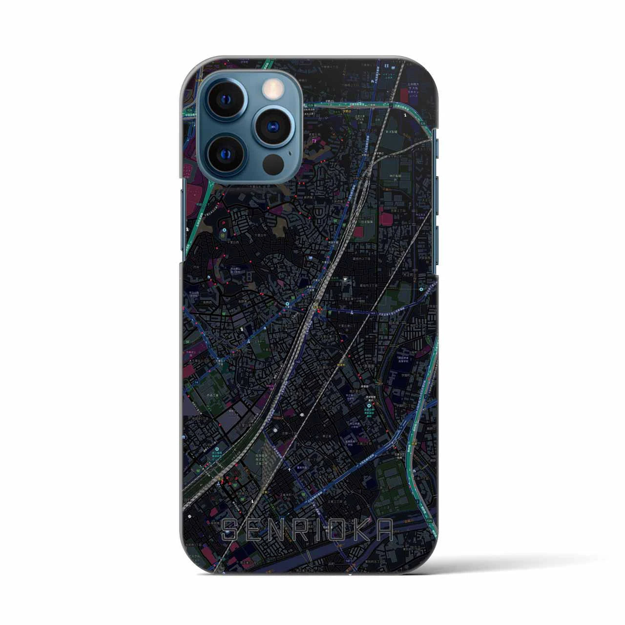 【千里丘(大阪府)】地図柄iPhoneケース(バックカバータイプ)