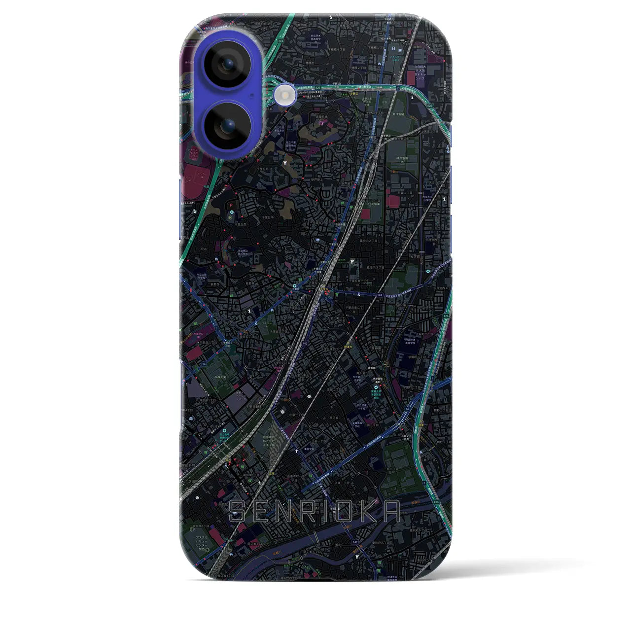 【千里丘(大阪府)】地図柄iPhoneケース(バックカバータイプ)