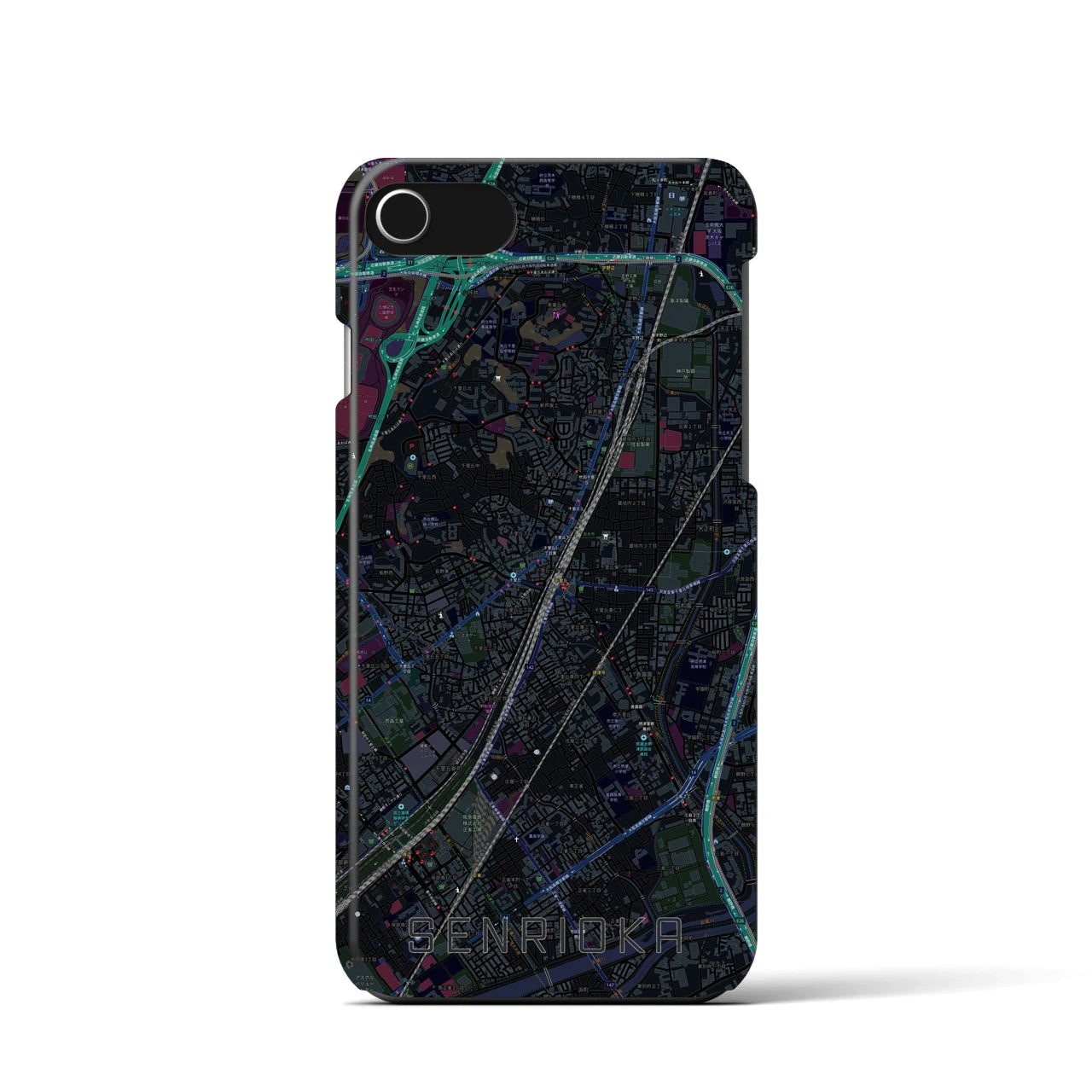 【千里丘(大阪府)】地図柄iPhoneケース(バックカバータイプ)