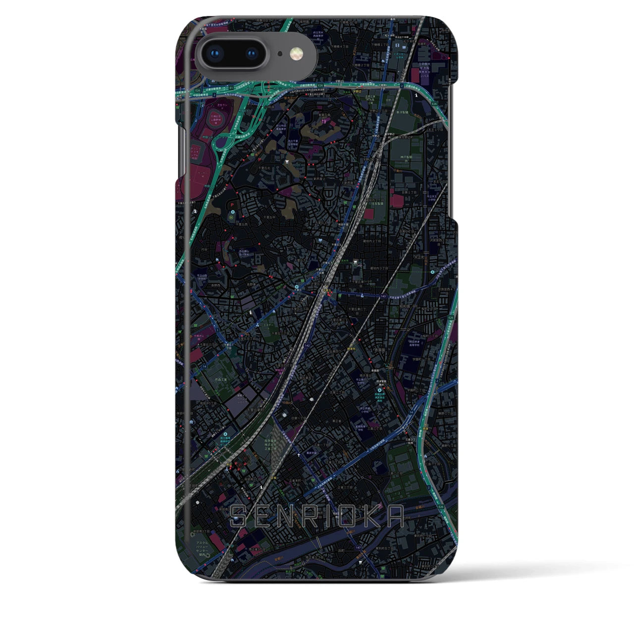 【千里丘(大阪府)】地図柄iPhoneケース(バックカバータイプ)