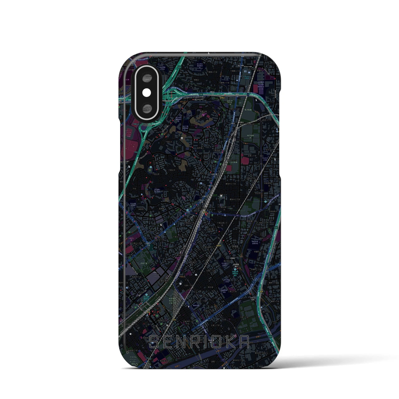 【千里丘(大阪府)】地図柄iPhoneケース(バックカバータイプ)