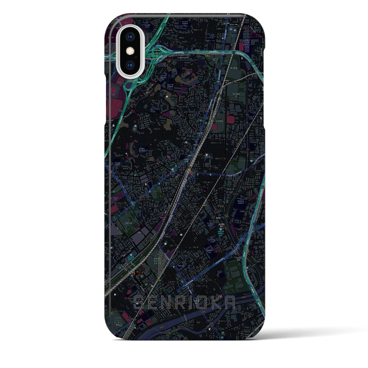 【千里丘(大阪府)】地図柄iPhoneケース(バックカバータイプ)