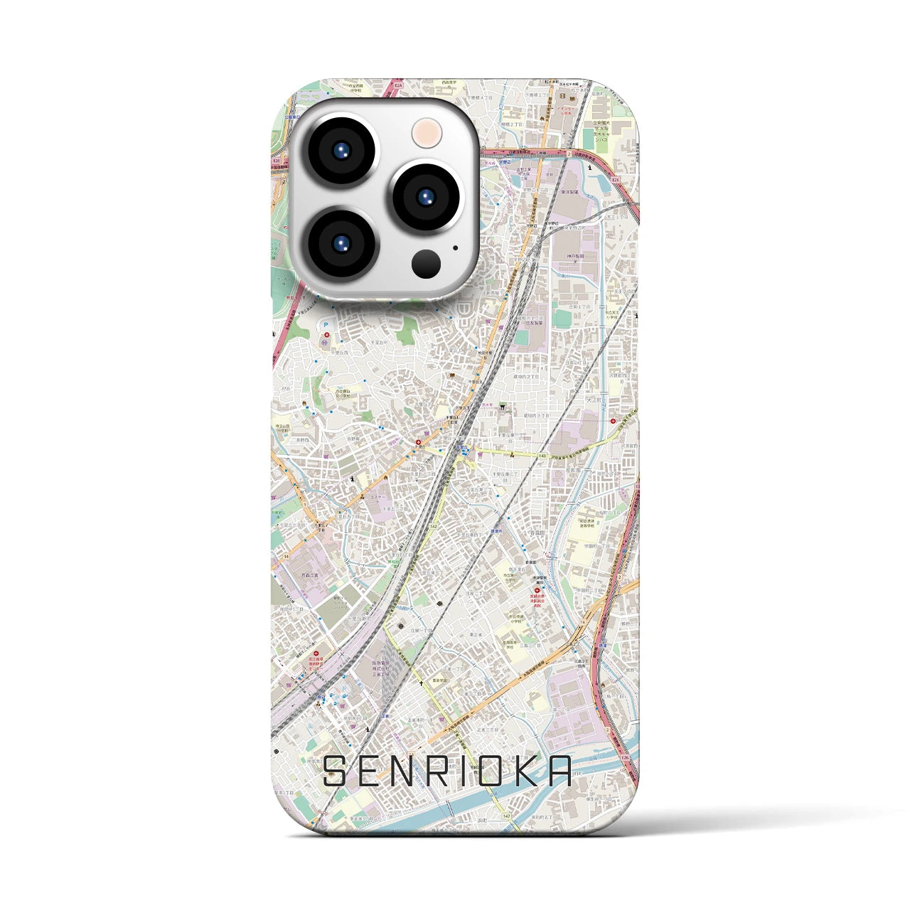 【千里丘(大阪府)】地図柄iPhoneケース(バックカバータイプ)