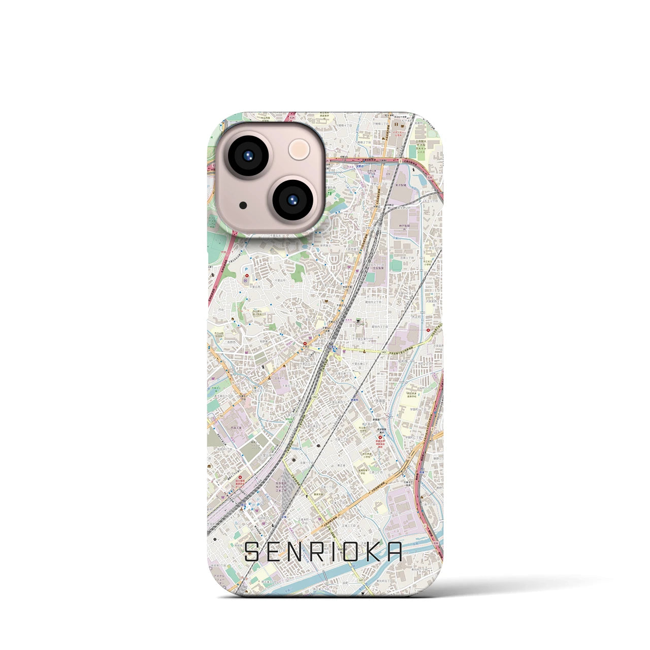 【千里丘(大阪府)】地図柄iPhoneケース(バックカバータイプ)