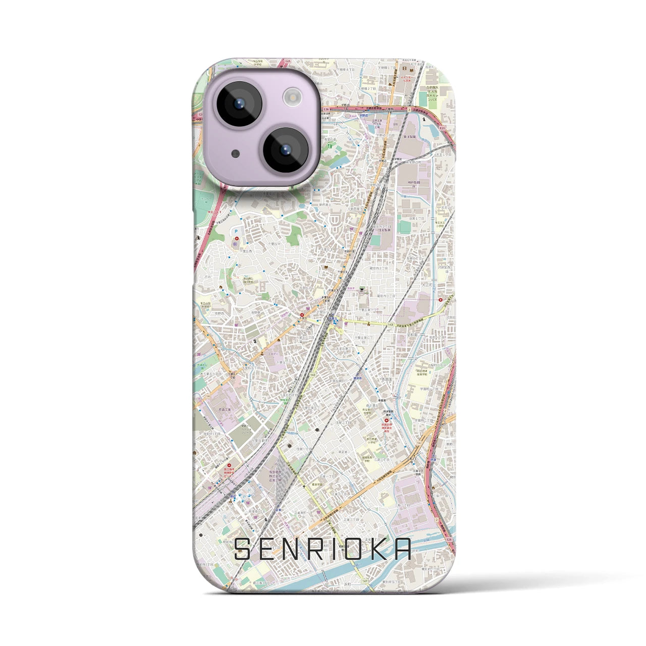 【千里丘(大阪府)】地図柄iPhoneケース(バックカバータイプ)